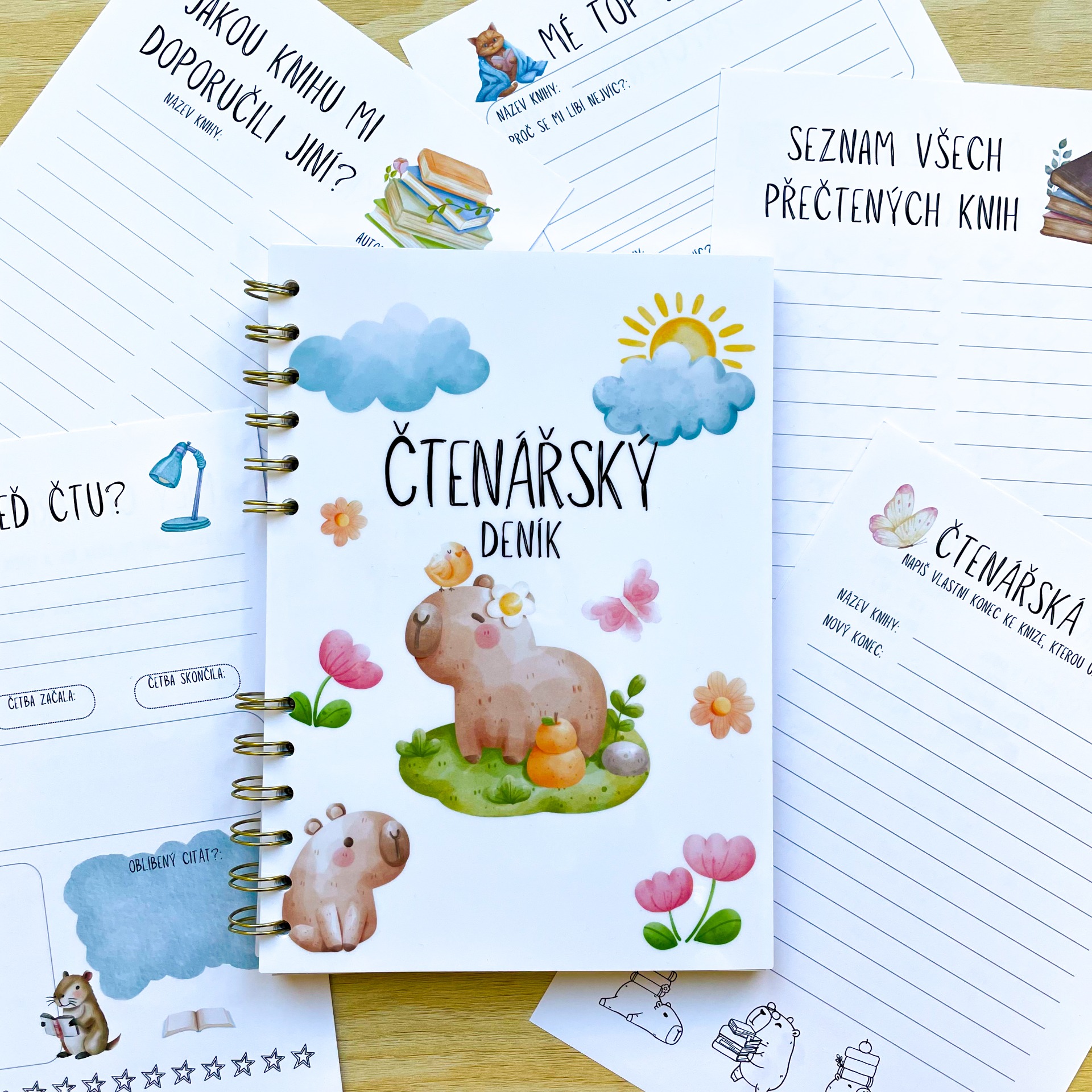 Čtenářský deník pro děti 2. - 5. třídy s ilustrací kapybary